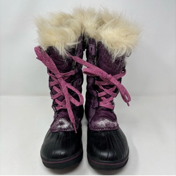 Sorel Girl's Lace Up Winter Boots Faux Fur Lined Purple Size 3 - Picture 1 of 6
